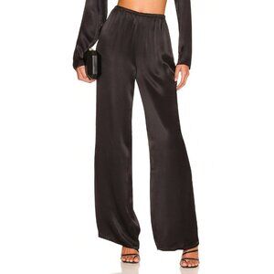 Camila Coelho Chelsie Trouser Pants Womens Size S Black Drapey Satin Luxe Flowly
